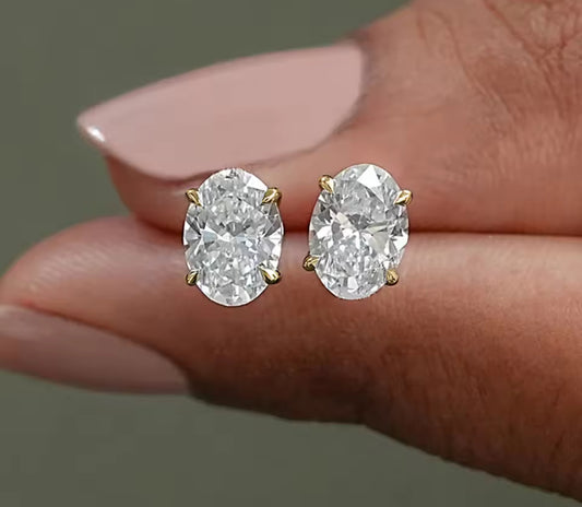 Oval moissanite earrings