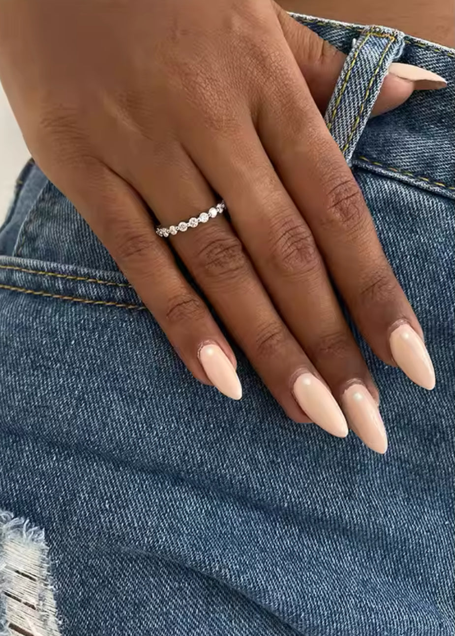 Petite round Moissanite band
