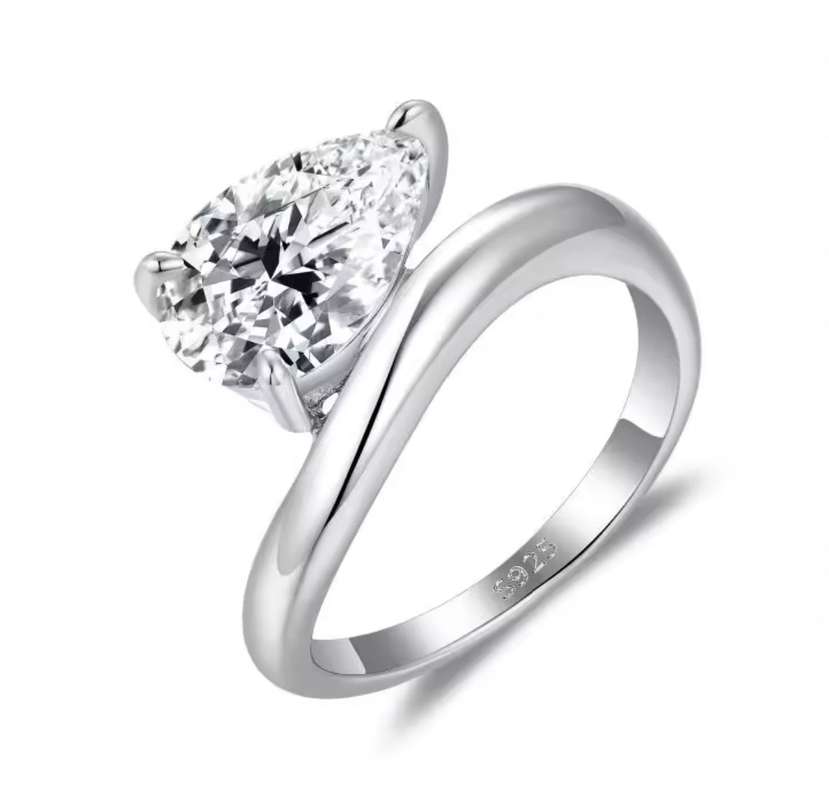 3ct pear cut Moissanite ring