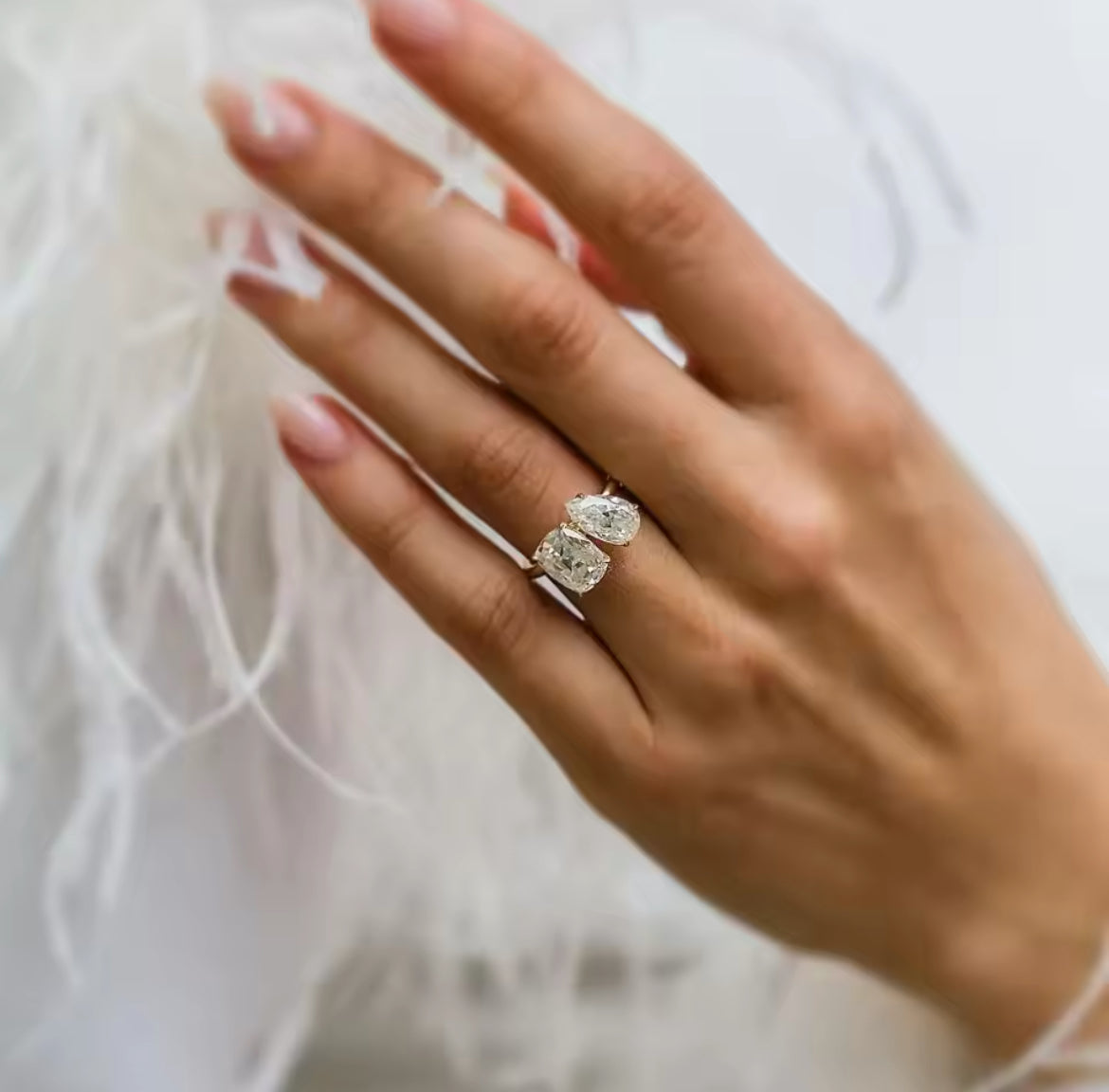 7.5ct Emerald & Pear Moissanite ring