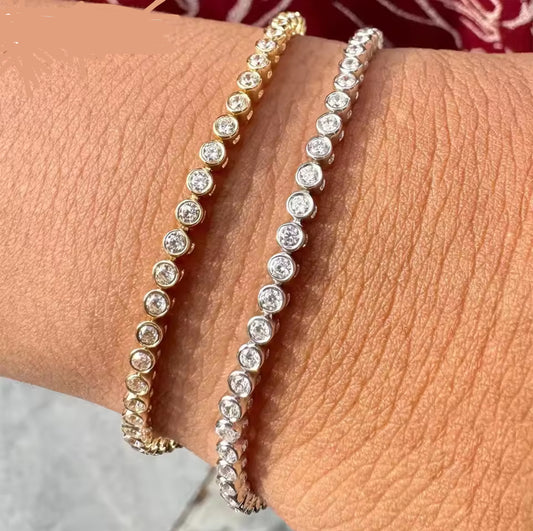 Bezel set Moissanite tennis bracelet