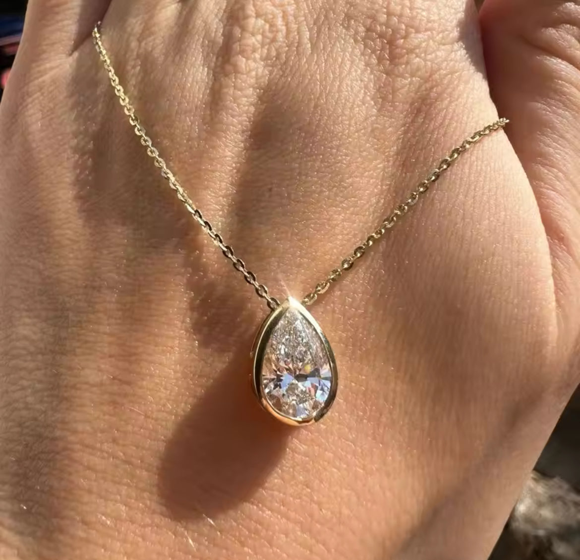3ct Pear Moissanite necklace