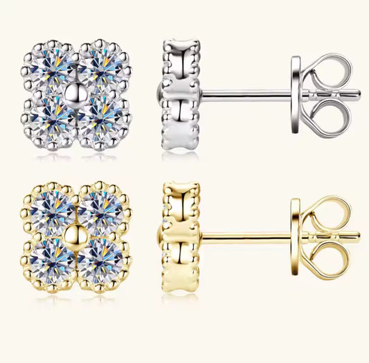 Clover moissanite earrings