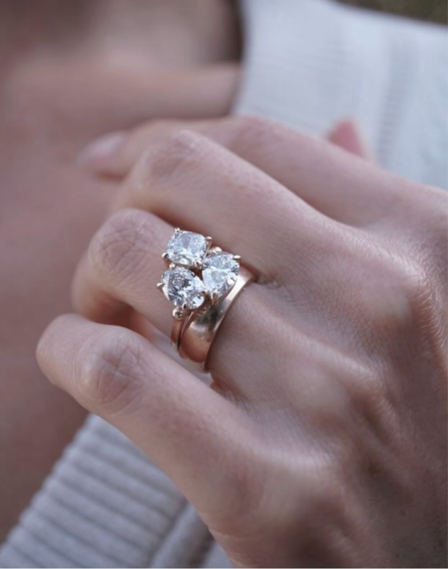 4.5 carat trio Moissanite Ring