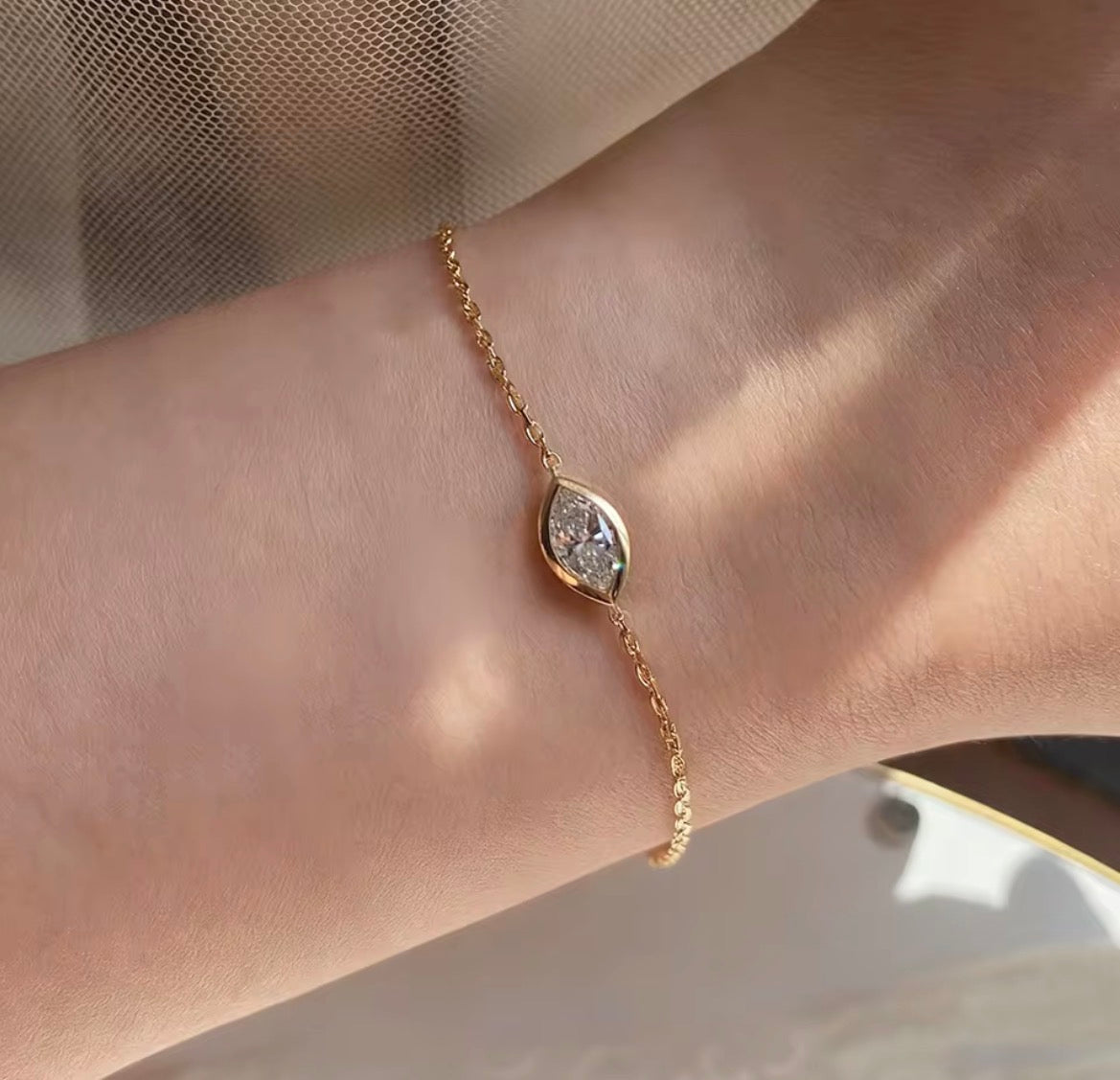 Bezel set Moissanite bracelet