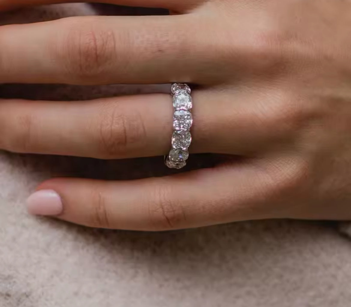 Cushion Cut Half Moissanite band 5mm