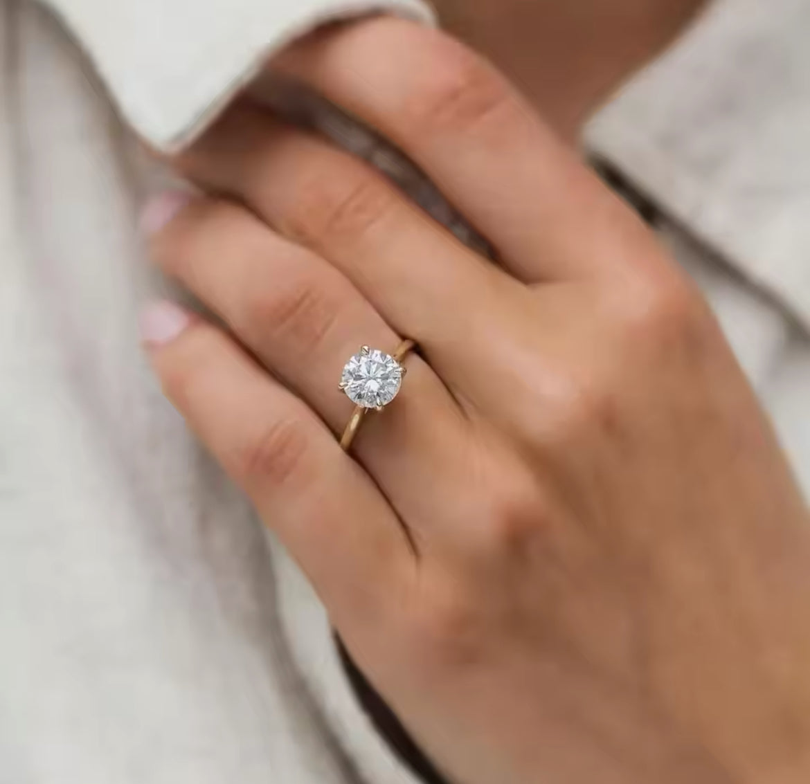2 Carat round solitaire Moissanite Ring