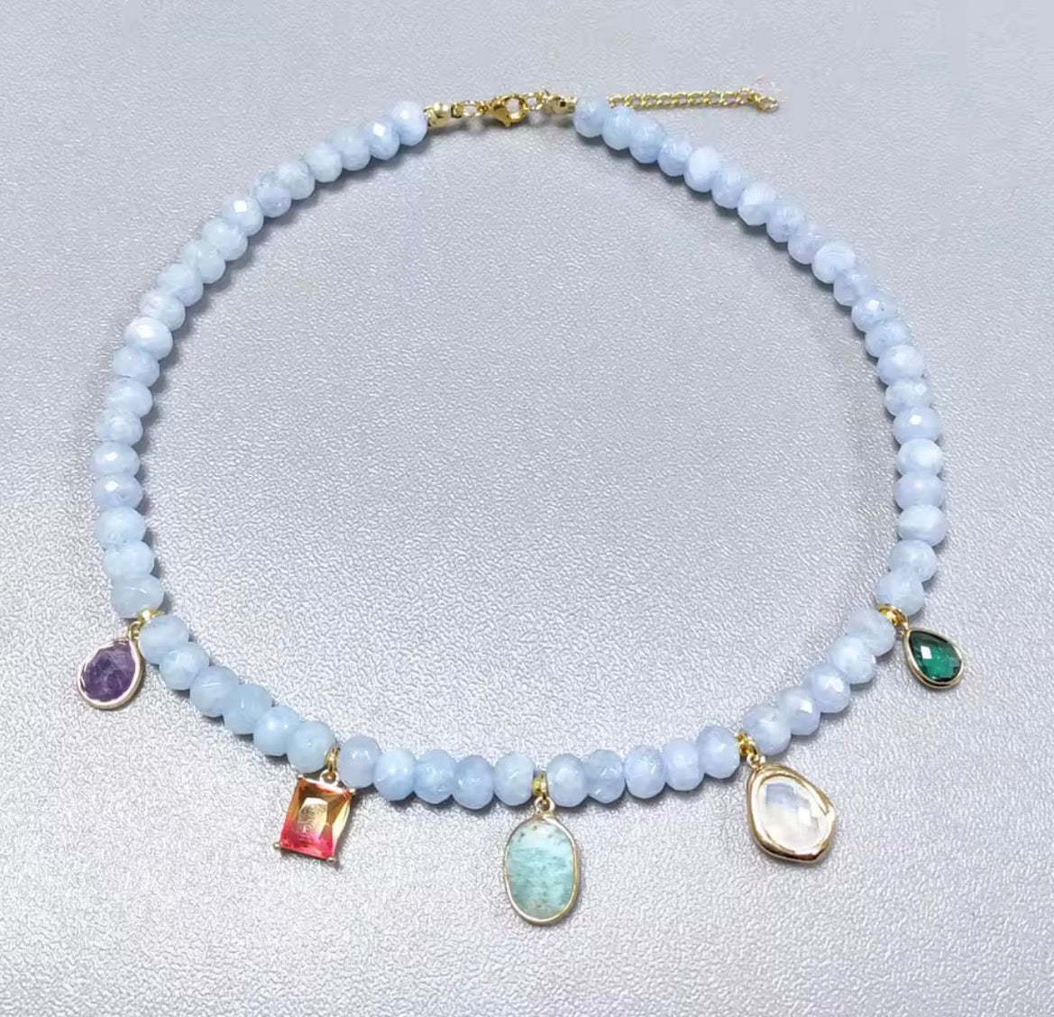 Blue aquamarine necklace