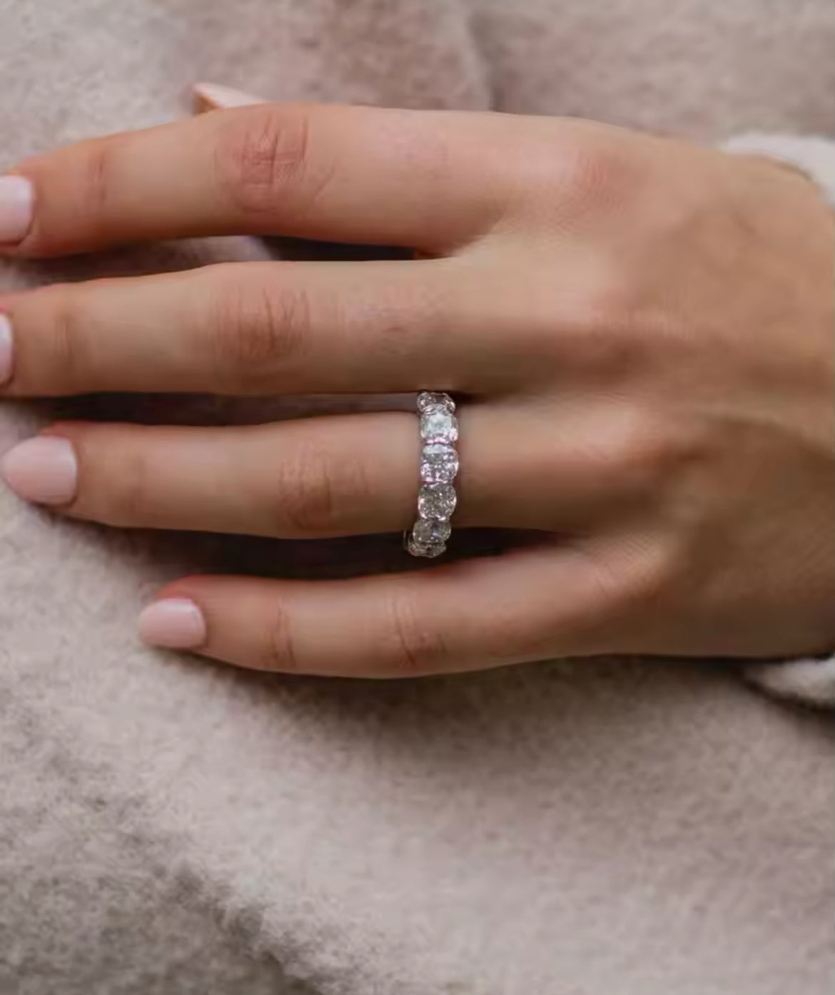 Cushion Cut Half Moissanite band 5mm