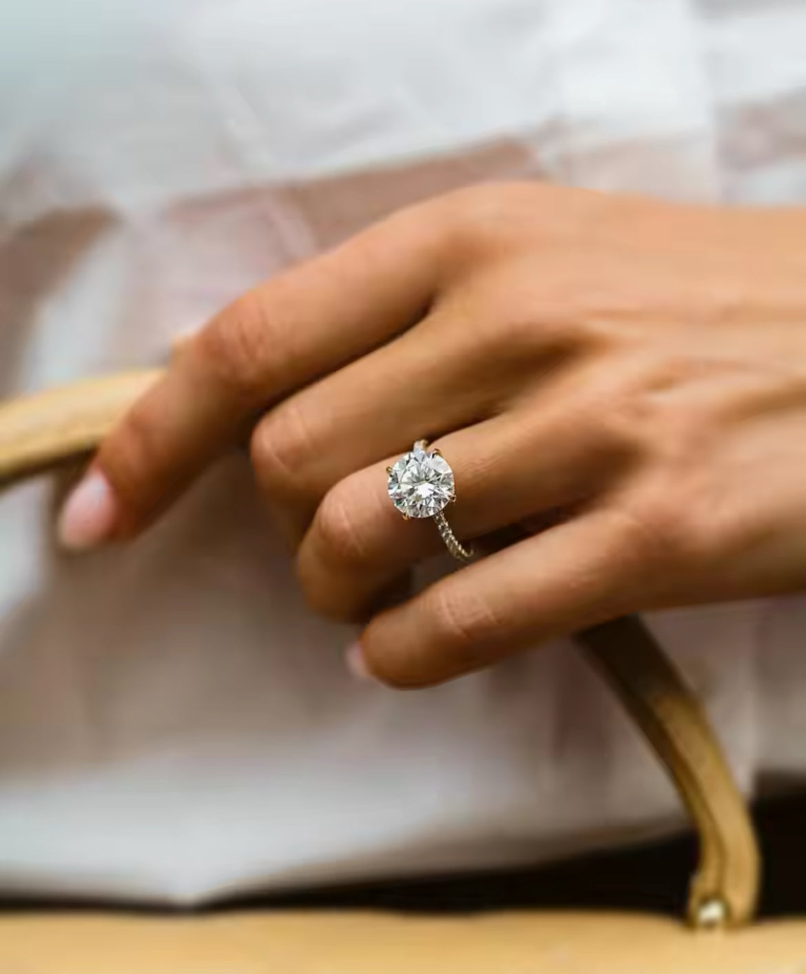 4 Carat round solitaire Moissanite Ring