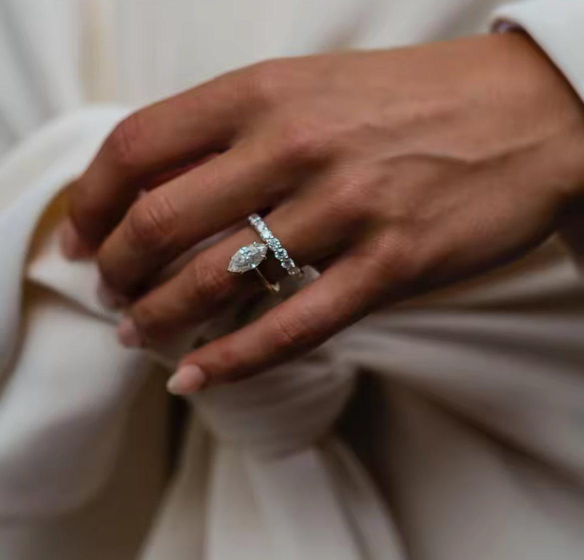 2 Carat Marquise wrap Moissanite Ring