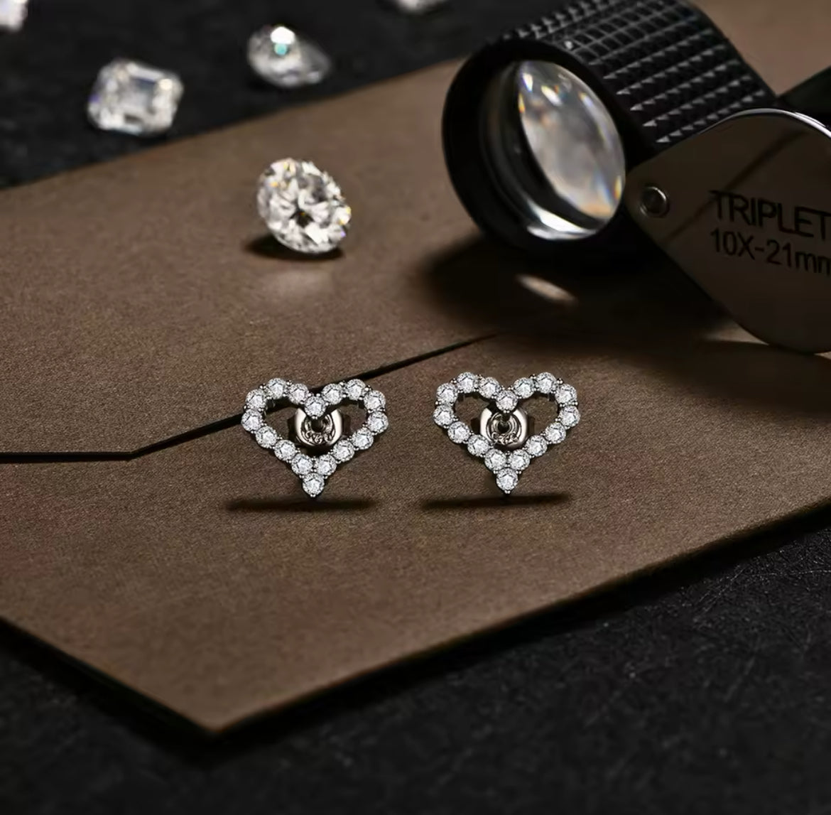 Heart moissanite earrings