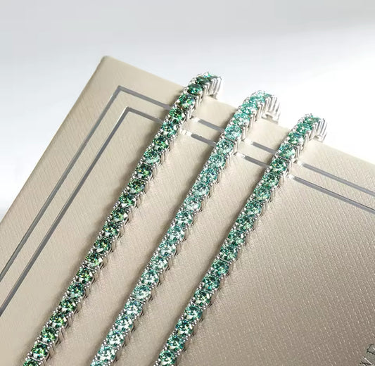 Green 3mm Moissanite tennis bracelet