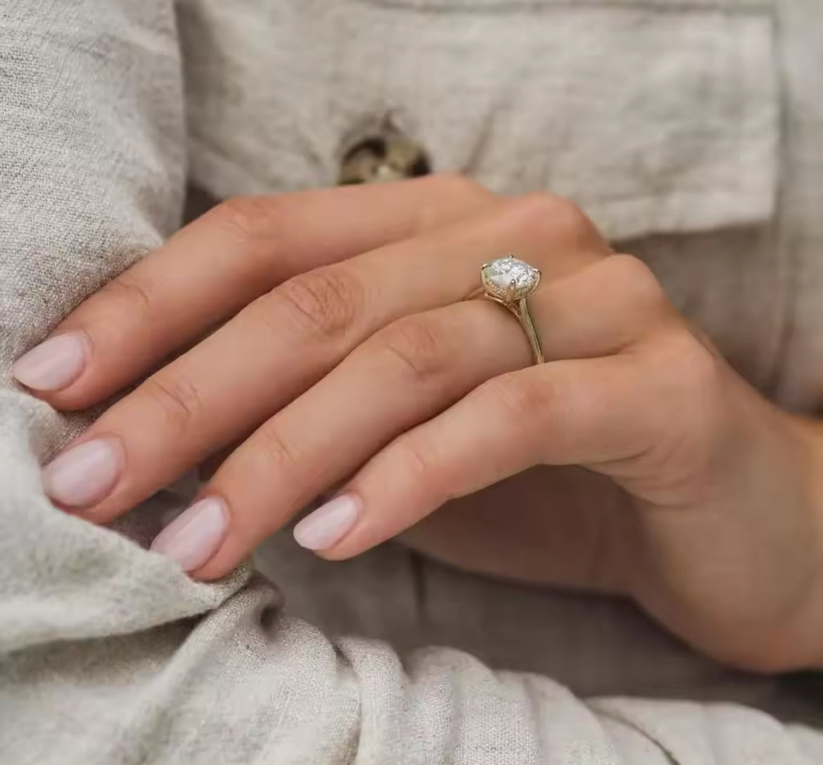 2 Carat round solitaire Moissanite Ring