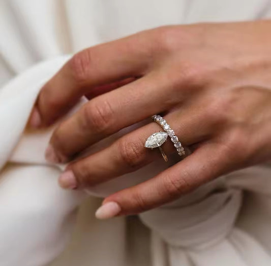 2 Carat Marquise wrap Moissanite Ring