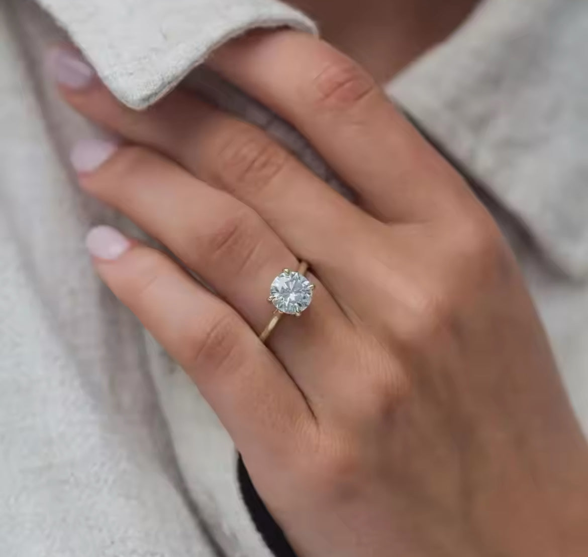 2 Carat round solitaire Moissanite Ring