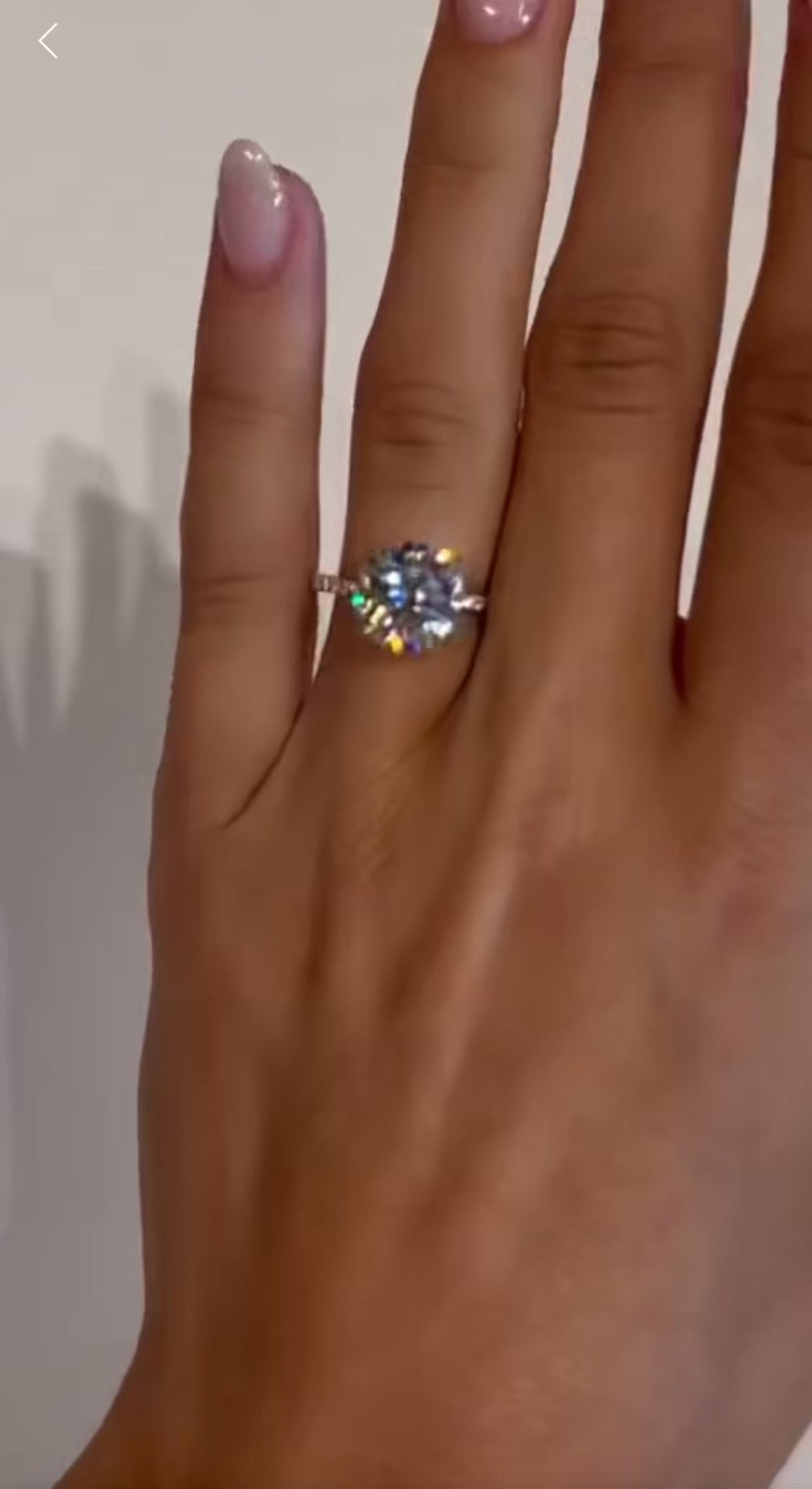 4 Carat round solitaire Moissanite Ring