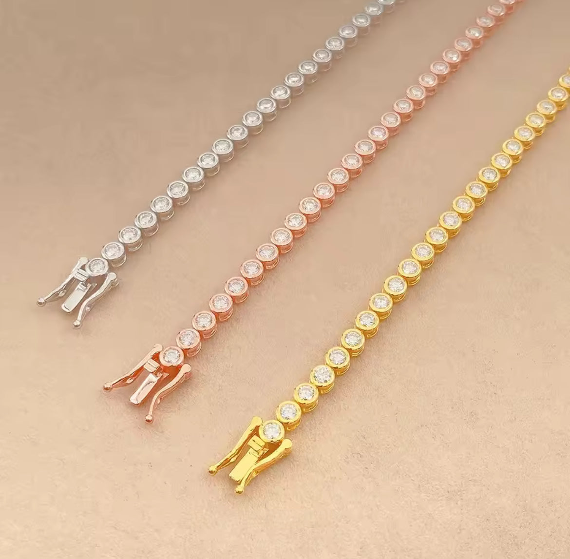 Bezel set Moissanite tennis bracelet