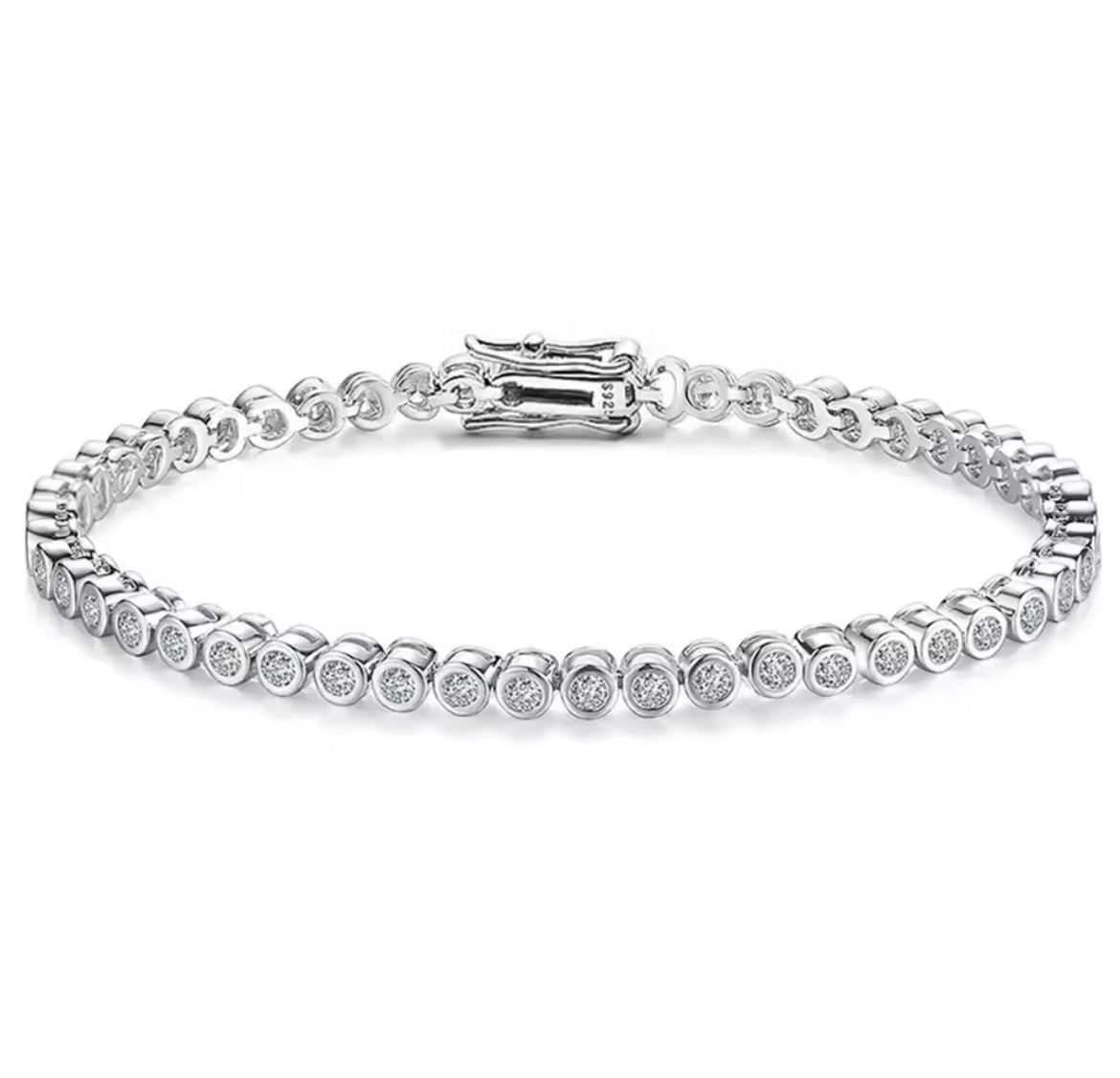 Bezel set Moissanite tennis bracelet