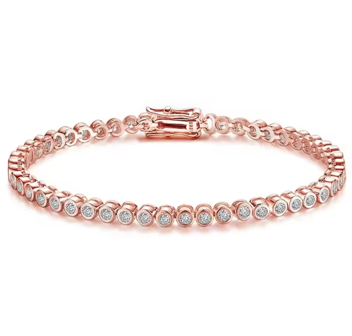Bezel set Moissanite tennis bracelet