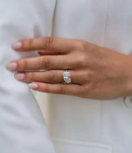 2.5ct pear and 2ct emerald Moissanite Ring