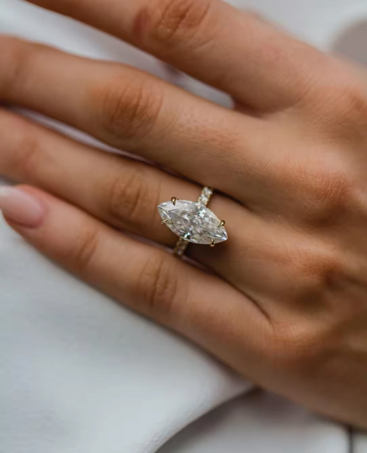 7 carat Marquise Moissanite Ring