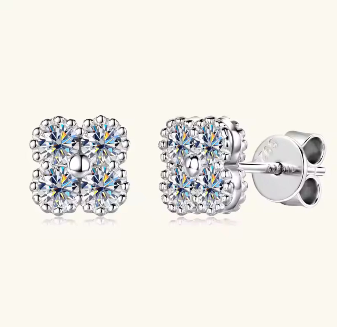 Clover moissanite earrings