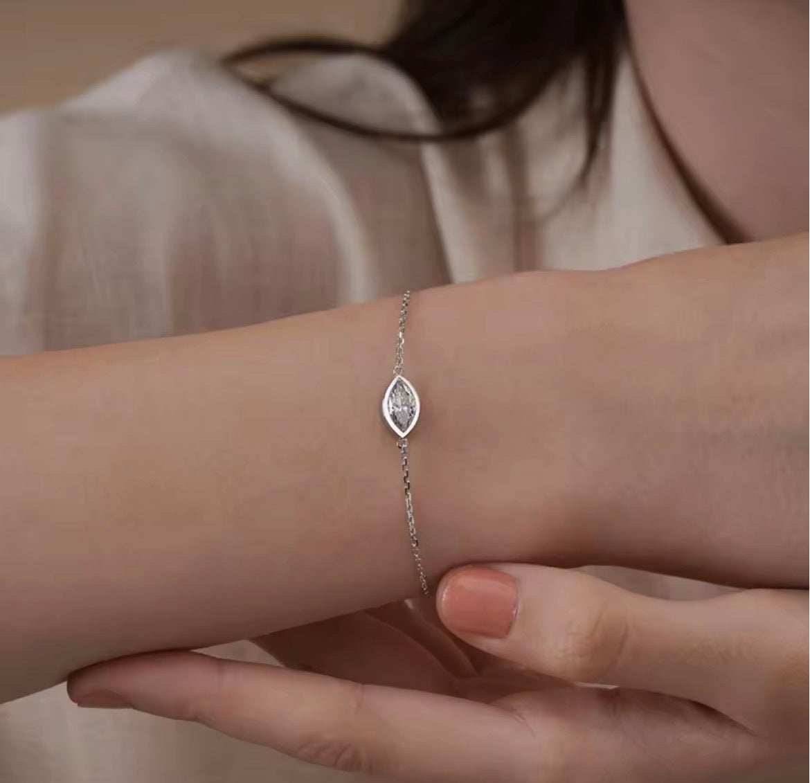 Bezel set Moissanite bracelet
