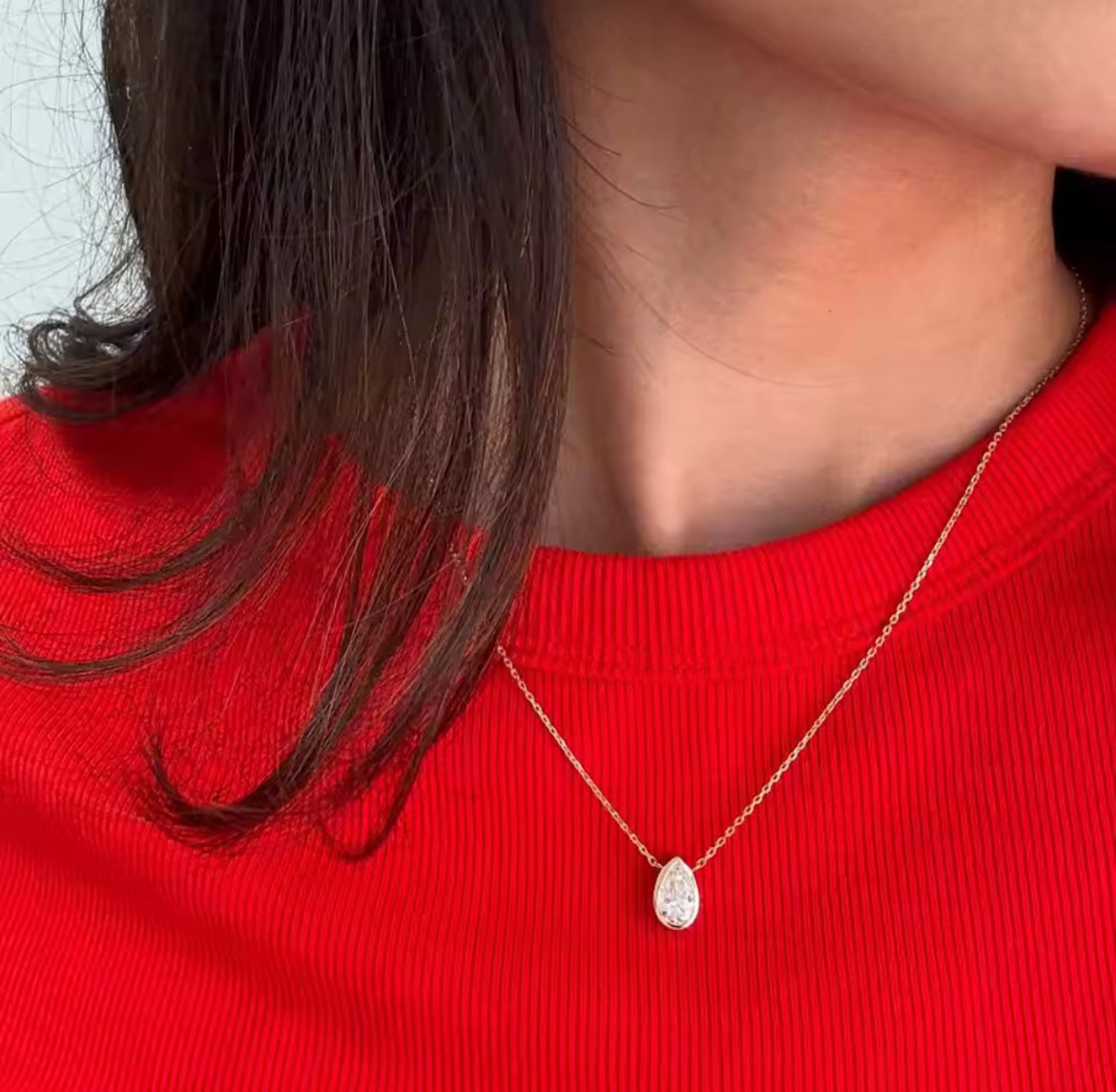 3ct Pear Moissanite necklace