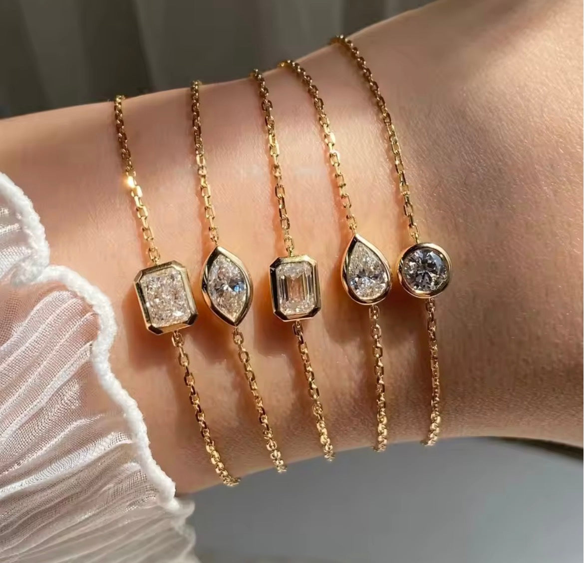 Bezel set Moissanite bracelet