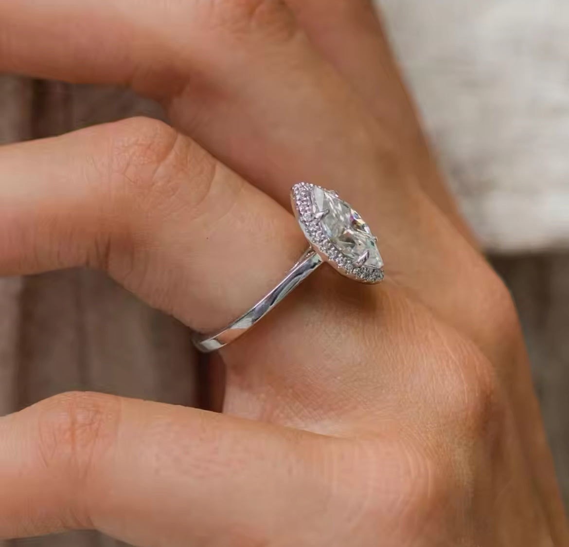 3 Carat Marquise Moissanite Ring