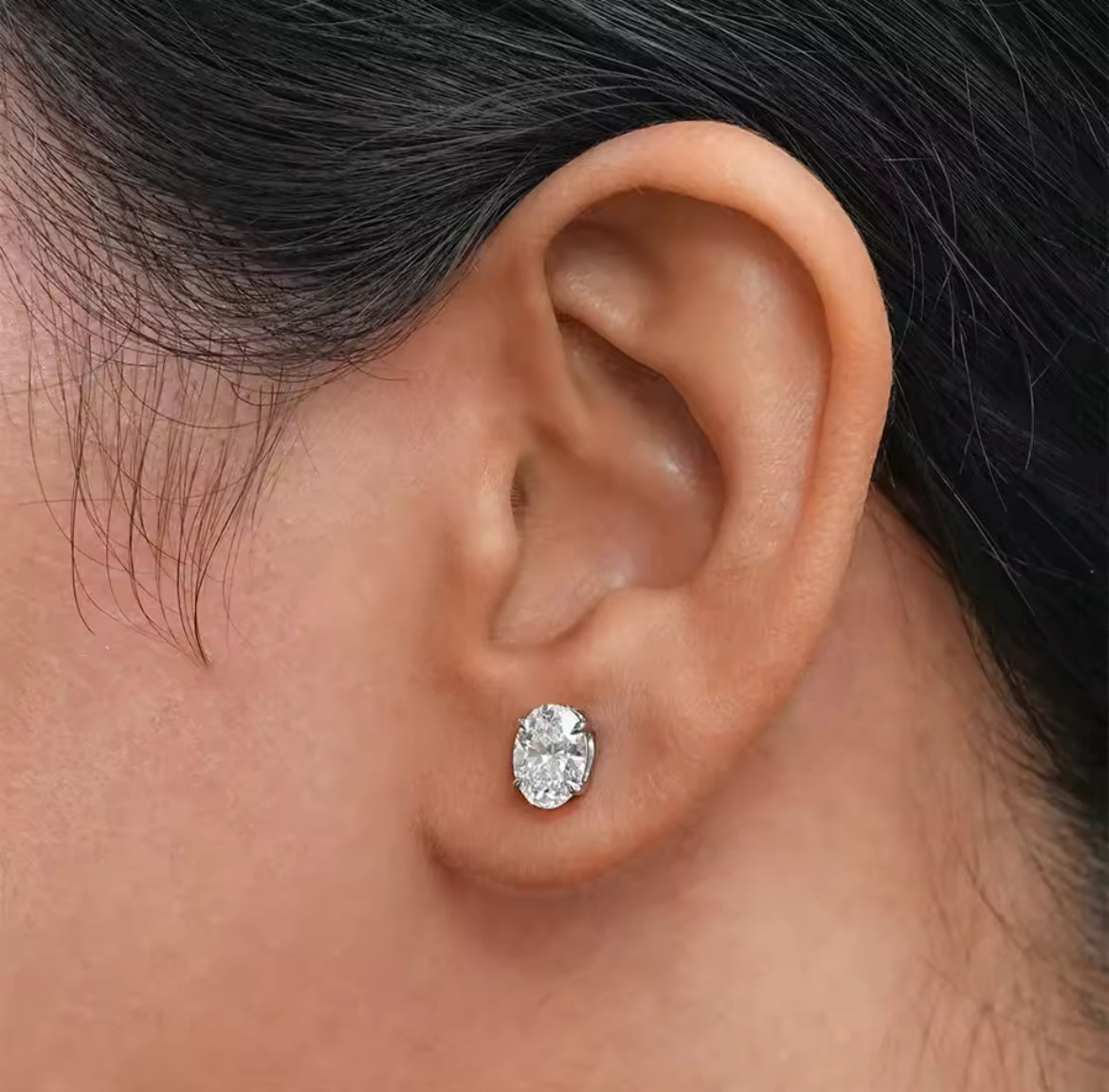 Oval moissanite earrings