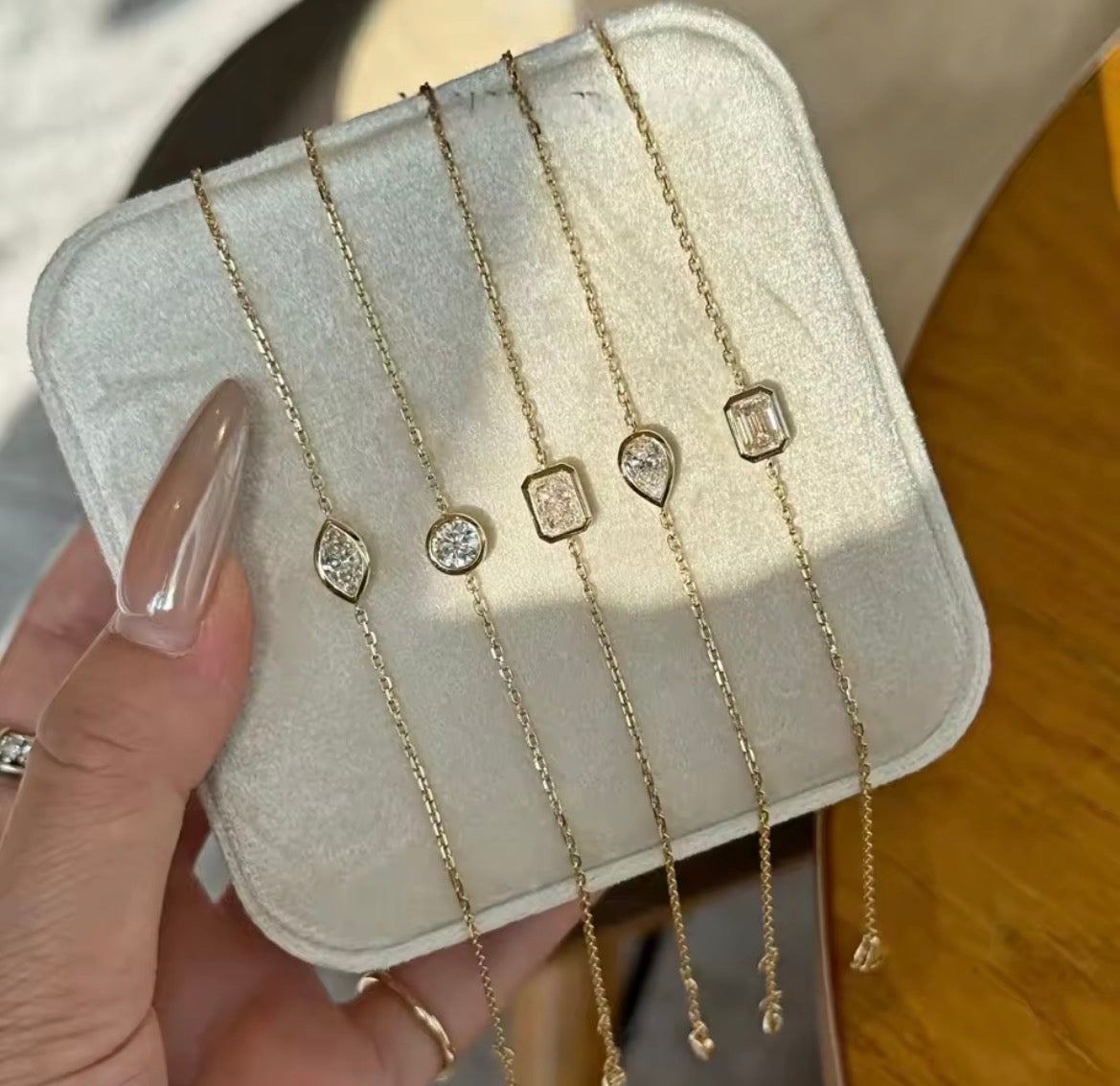 Bezel set Moissanite bracelet