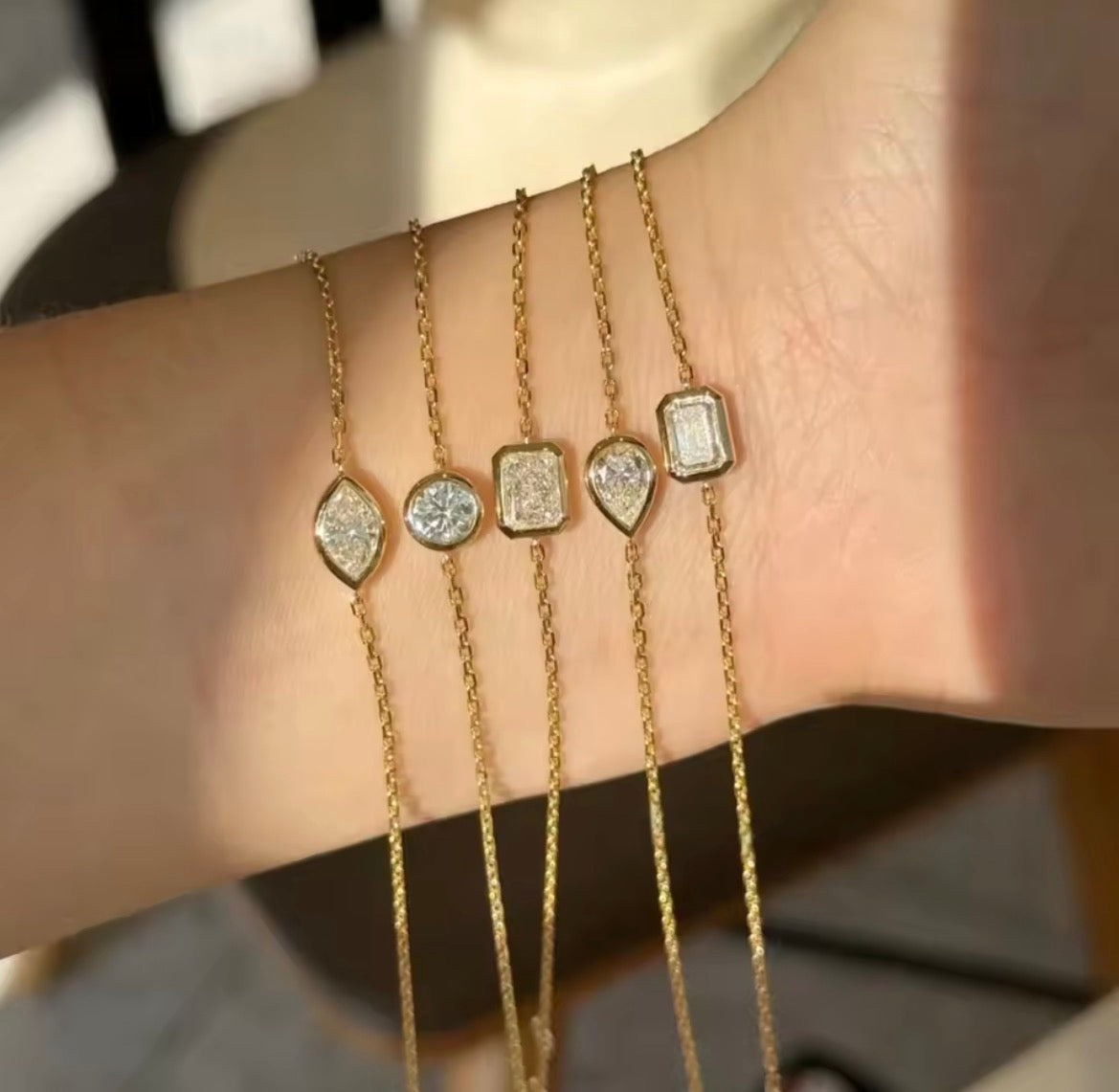 Bezel set Moissanite bracelet