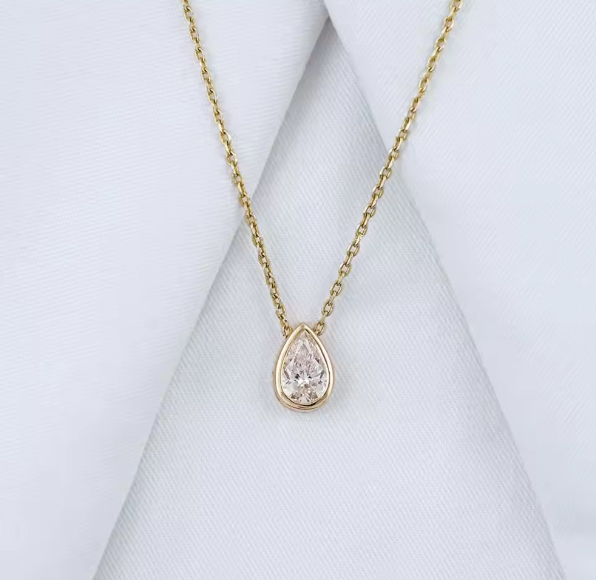 3ct Pear Moissanite necklace