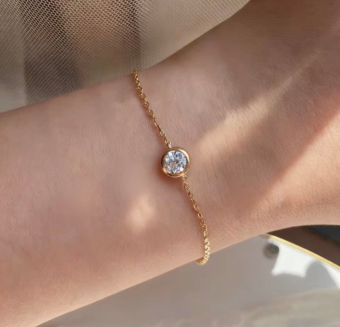 Bezel set Moissanite bracelet