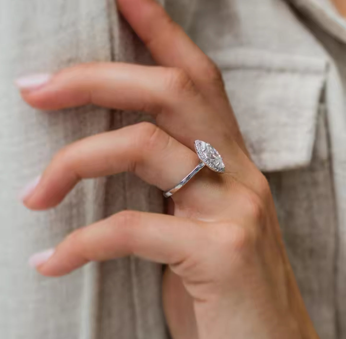 3 Carat Marquise Moissanite Ring