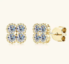 Clover moissanite earrings