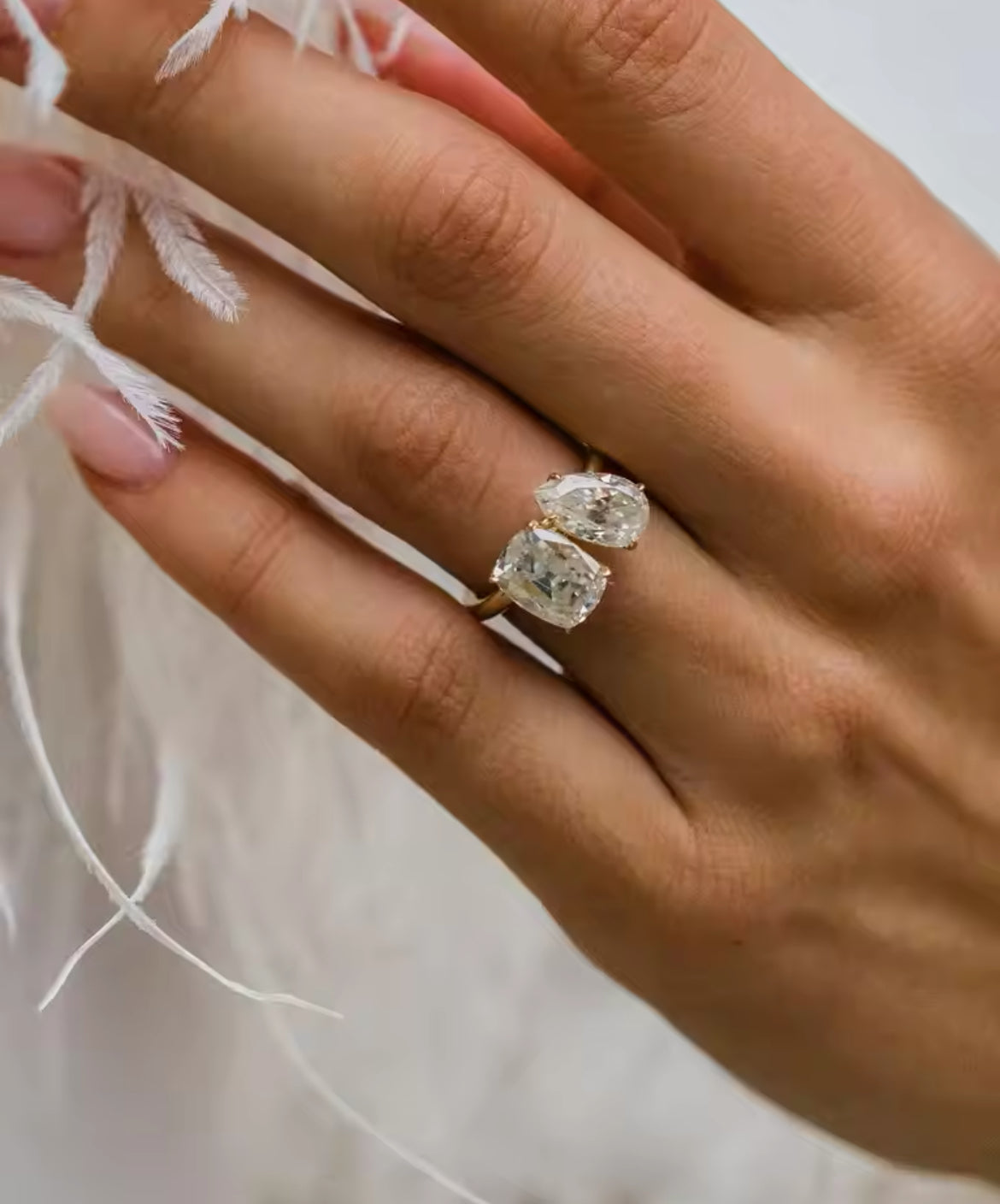 7.5ct Emerald & Pear Moissanite ring