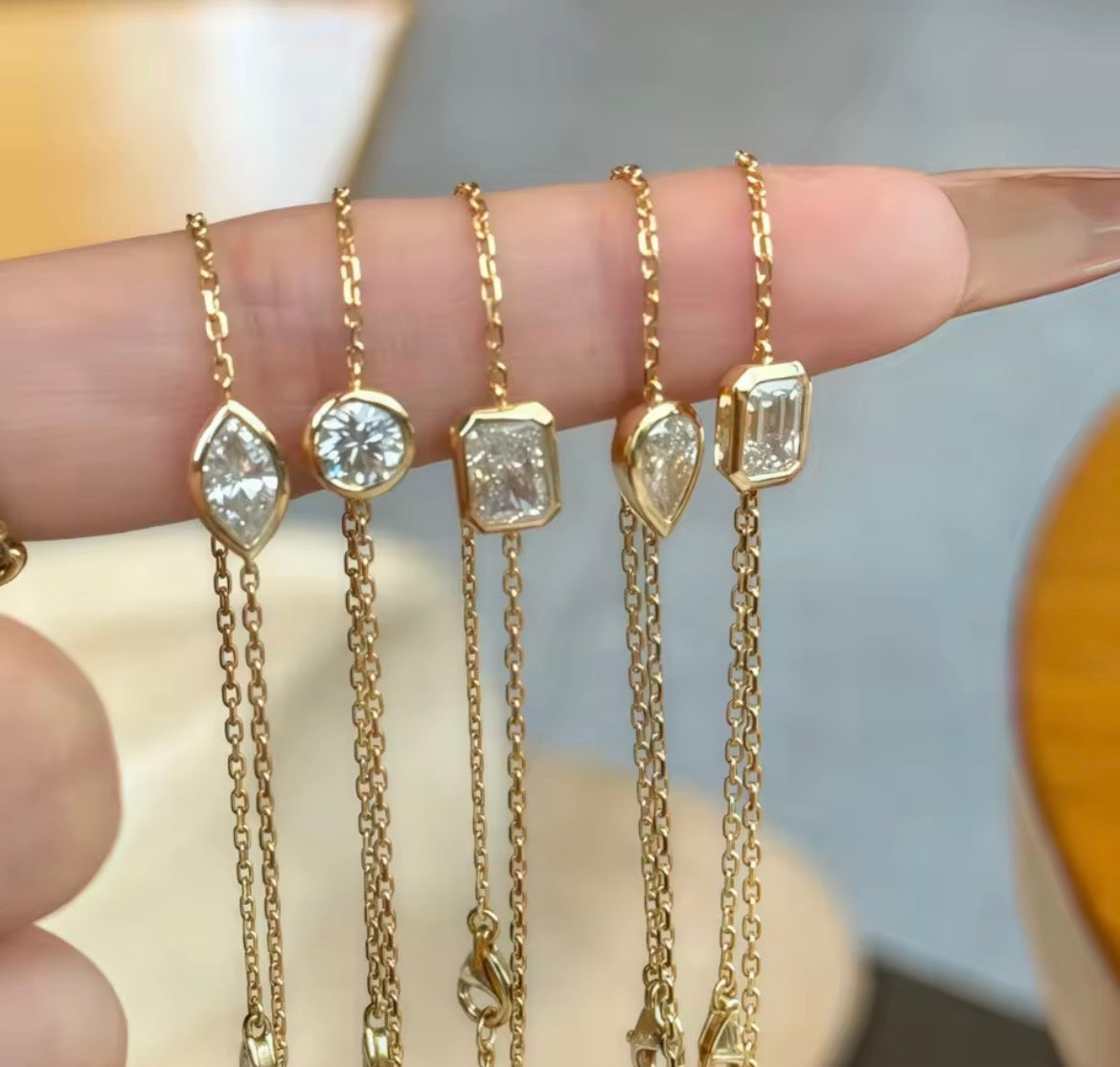 Bezel set Moissanite bracelet
