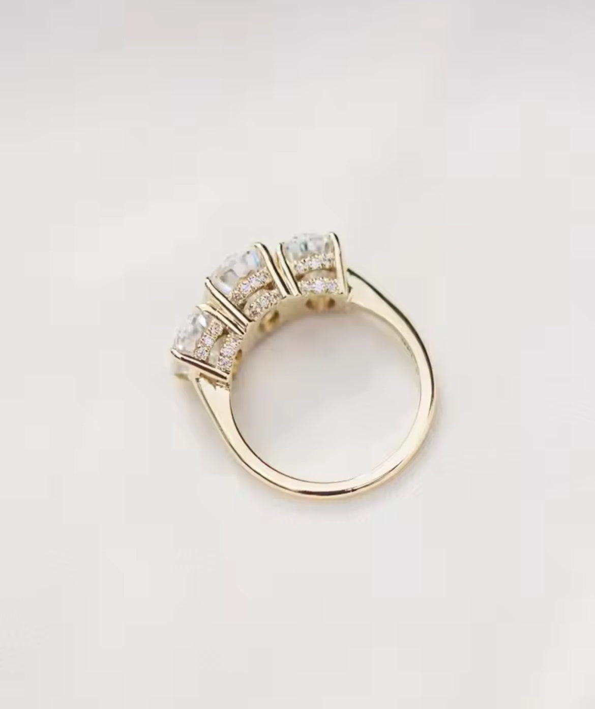 7 carat oval trio Moissanite Ring