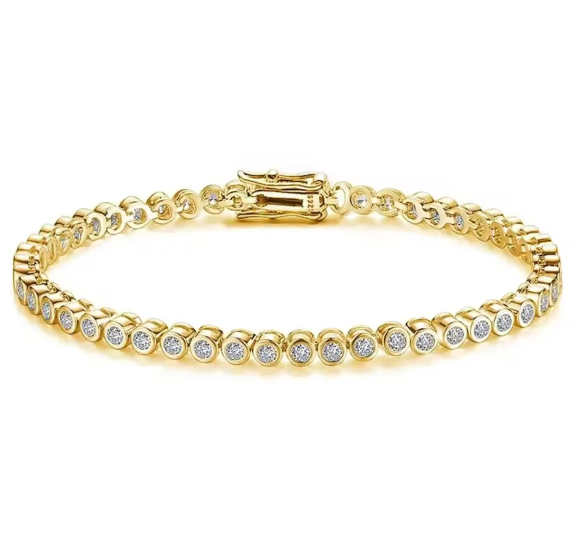 Bezel set Moissanite tennis bracelet