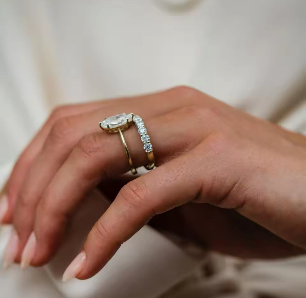 2 Carat Marquise wrap Moissanite Ring