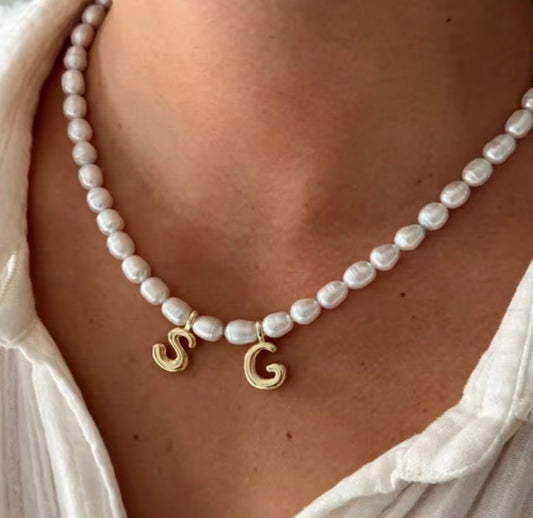 Personalised pearl initial Necklace