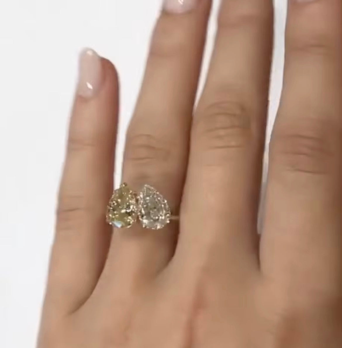 4.5 carat double pear Moissanite Ring