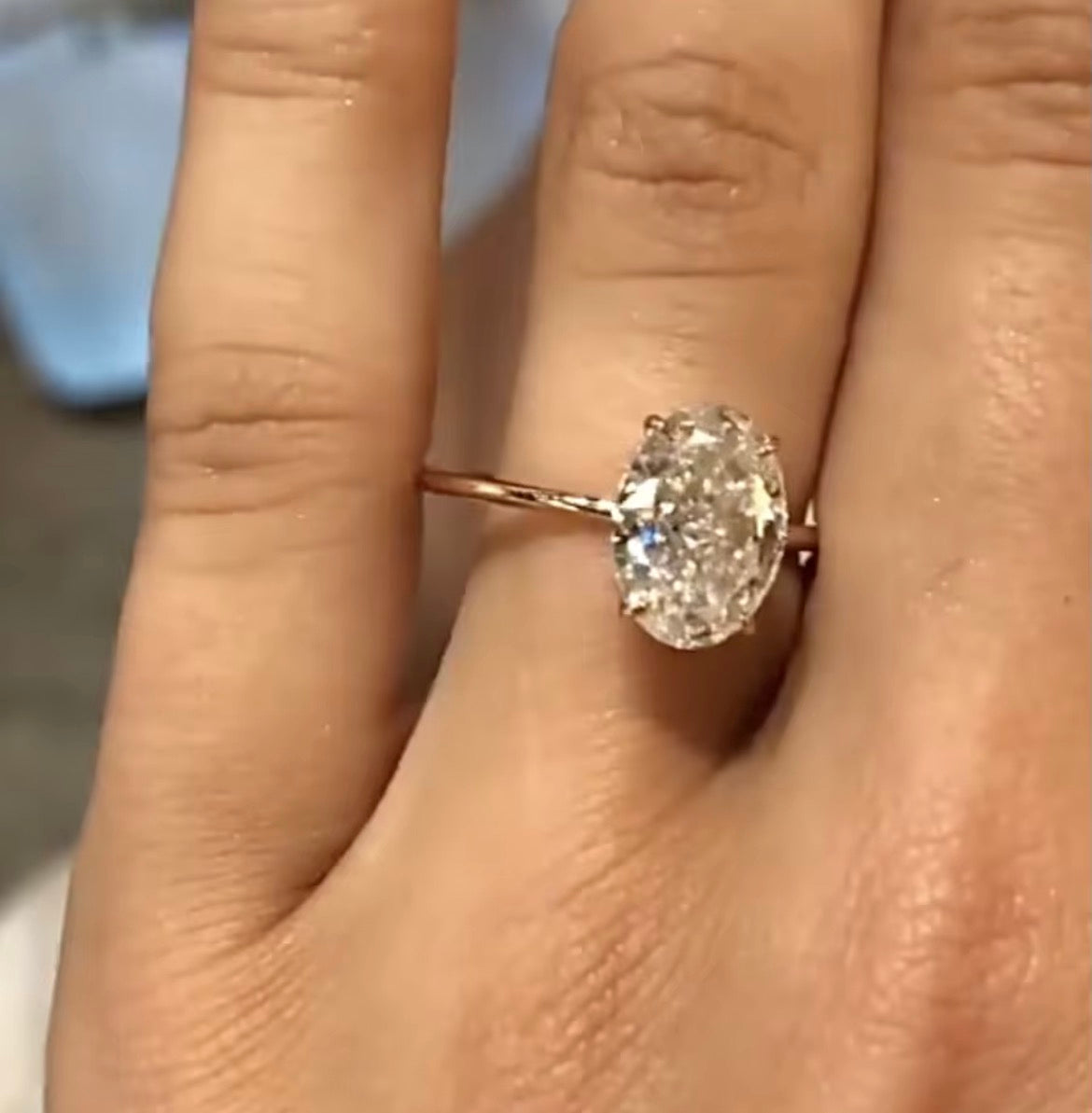 3.5 Carat oval Moissanite Ring, Hidden Halo
