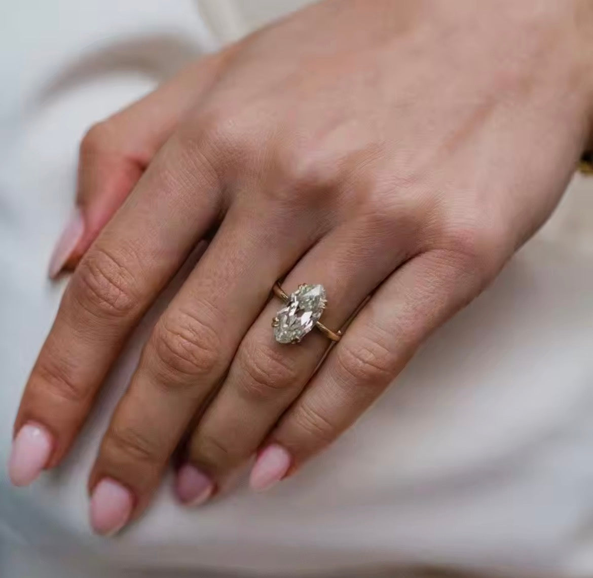 6 carat old mine cut oval Moissanite ring