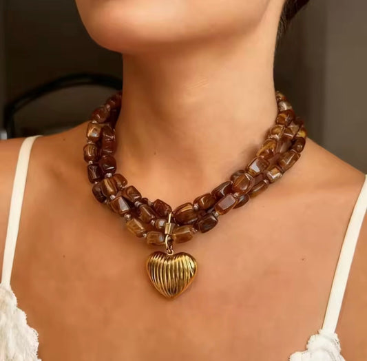 Amber heart necklace