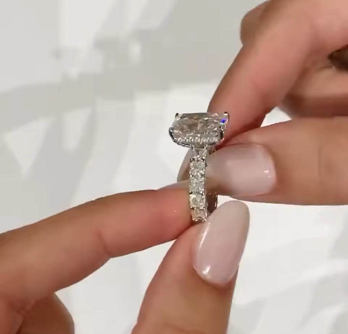 4.5 carat Radiant Moissanite Ring