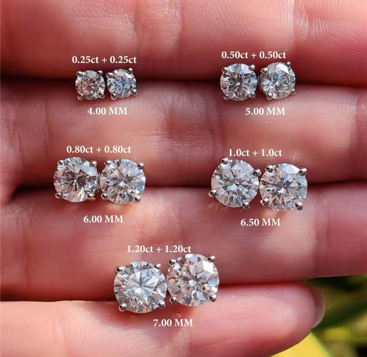 4 claw moissanite earrings